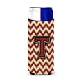 thumbnail image 1 of Carolines Treasures CJ1061-TMUK Letter T Chevron Maroon and Gold Ultra Beverage Insulators for slim cans  Slim Can, 1 of 2
