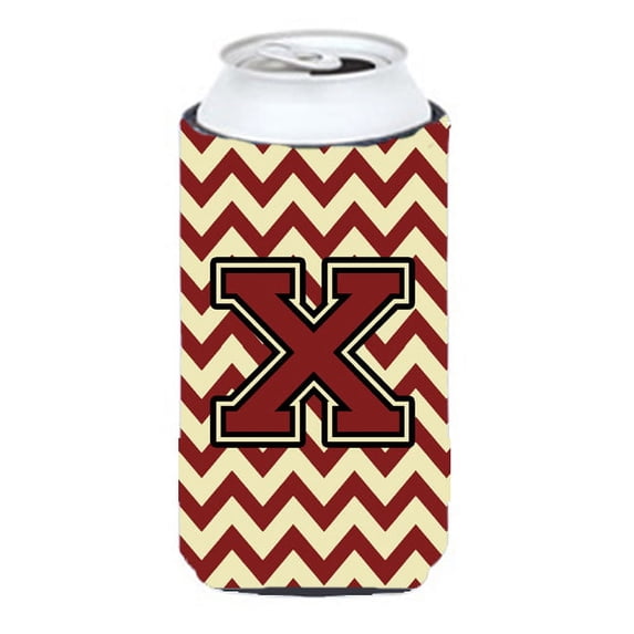Carolines Treasures CJ1061-XTBC Letter X Chevron Maroon and Gold Tall Boy Beverage Insulator Hugger Tall Boy multicolor