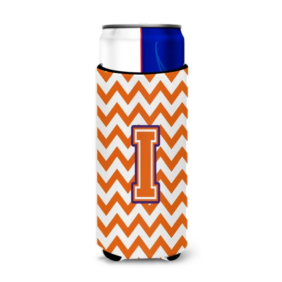 Carolines Treasures CJ1062-IMUK Letter I Chevron Orange and Regalia Ultra Beverage Insulators for slim cans Slim Can