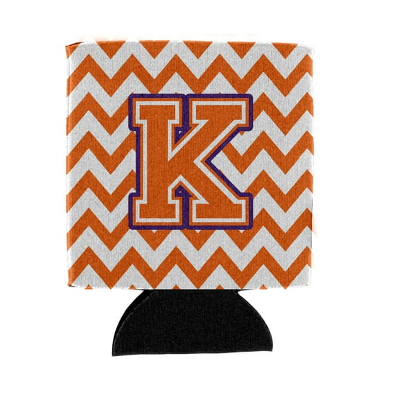 Carolines Treasures CJ1062-KCC Letter K Chevron Orange and Regalia Can or Bottle Hugger Can Hugger multicolor