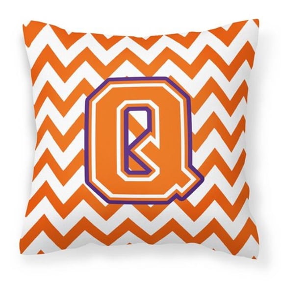 Carolines Treasures CJ1062-QPW1414 Letter Q Chevron Orange & Regalia Fabric Decorative Pillow