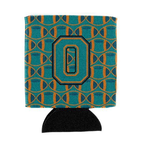 Carolines Treasures CJ1063-OCC Letter O Football Aqua Orange and Marine Blue Can or Bottle Hugger Can Hugger multicolor