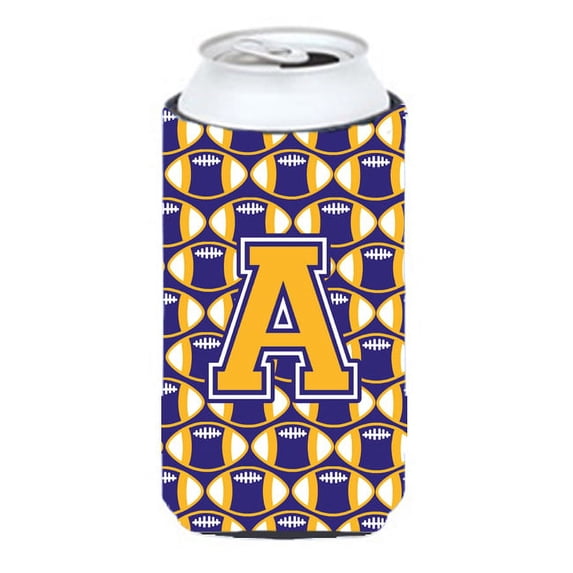Carolines Treasures CJ1064-ATBC Letter A Football Purple and Gold Tall Boy Beverage Insulator Hugger Tall Boy