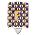 thumbnail image 1 of Letter F Football Purple and Gold Ceramic Night Light, 1 of 1