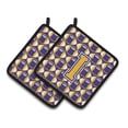 thumbnail image 1 of Letter I Football Purple and Gold Pair of Pot Holders, 1 of 2