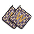 thumbnail image 1 of Carolines Treasures CJ1064-WPTHD Letter W Football Purple and Gold Pair of Pot Holders, 7.5HX7.5W, multicolor, 1 of 2