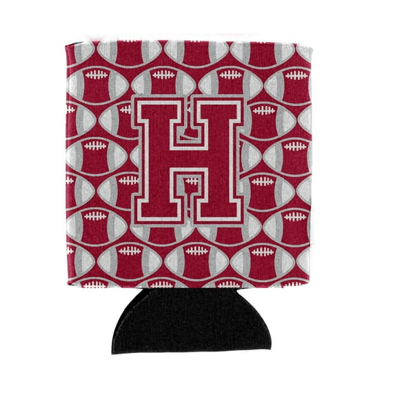 Carolines Treasures CJ1065-HCC Letter H Football Crimson grey and white Can or Bottle Hugger Can Hugger multicolor