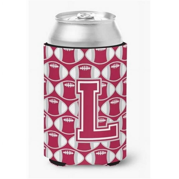 Carolines Treasures CJ1065-LCC Letter L Football Crimson grey and white Can or Bottle Hugger Can Hugger multicolor