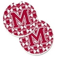 thumbnail image 1 of Carolines Treasures CJ1065-MCARC Letter M Football Crimson with Grey & White Set of 2 Cup Holder Car Coaster, 1 of 1