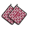 thumbnail image 1 of Carolines Treasures CJ1065-PPTHD Letter P Football Crimson, grey and white Pair of Pot Holders, 7.5HX7.5W, multicolor, 1 of 2