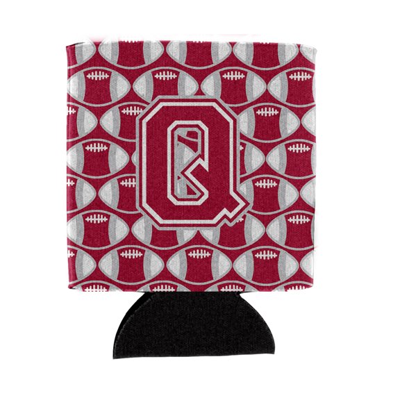 Carolines Treasures CJ1065-QCC Letter Q Football Crimson grey and white Can or Bottle Hugger Can Hugger multicolor