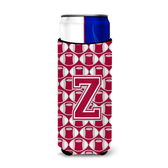 Carolines Treasures CJ1065-ZMUK Letter Z Football Crimson grey and white Ultra Beverage Insulators for slim cans Slim