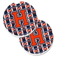 thumbnail image 1 of Carolines Treasures CJ1066-HCARC Letter H Football Orange with Blue & White Set of 2 Cup Holder Car Coaster, 1 of 1