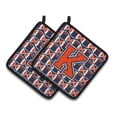 thumbnail image 1 of Carolines Treasures CJ1066-KPTHD Letter K Football Orange, Blue and white Pair of Pot Holders, 7.5HX7.5W, multicolor, 1 of 2