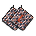 thumbnail image 1 of Carolines Treasures CJ1066-LPTHD Letter L Football Orange, Blue and white Pair of Pot Holders, 7.5HX7.5W, multicolor, 1 of 2