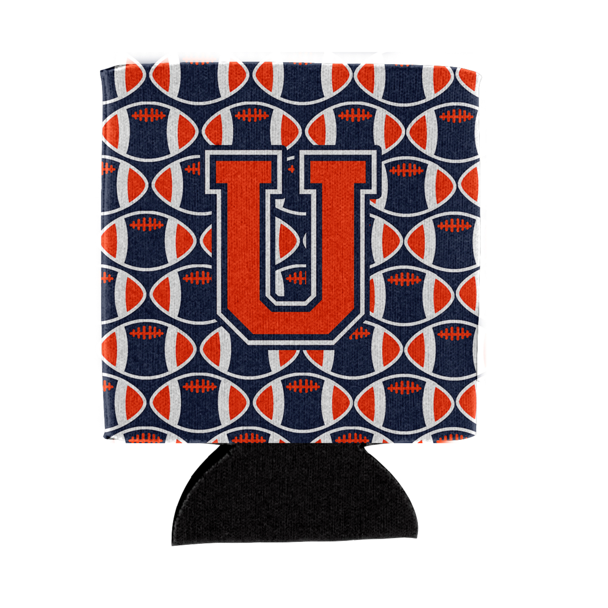 Carolines Treasures CJ1066-UCC Letter U Football Orange, Blue & White Can or Bottle Hugger