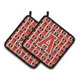 thumbnail image 1 of Carolines Treasures CJ1067-APTHD Letter A Football Scarlet and Grey Pair of Pot Holders, 7.5HX7.5W, multicolor, 1 of 2