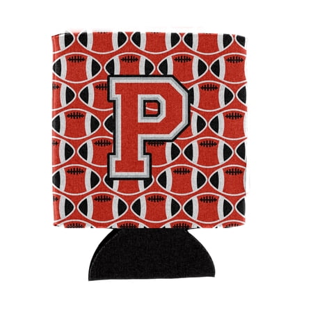 Carolines Treasures CJ1067-PCC Letter P Football Scarlet and Grey Can or Bottle Hugger Can Hugger multicolor