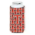 thumbnail image 1 of Carolines Treasures CJ1067-TTBC Letter T Football Scarlet and Grey Tall Boy Beverage Insulator Hugger  Tall Boy, 1 of 1