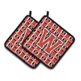 thumbnail image 1 of Letter W Football Scarlet and Grey Pair of Pot Holders, 1 of 2