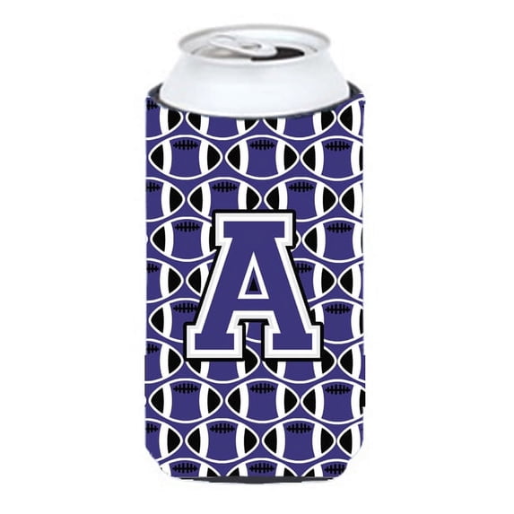 Carolines Treasures CJ1068-ATBC Letter A Football Purple and White Tall Boy Beverage Insulator Hugger Tall Boy
