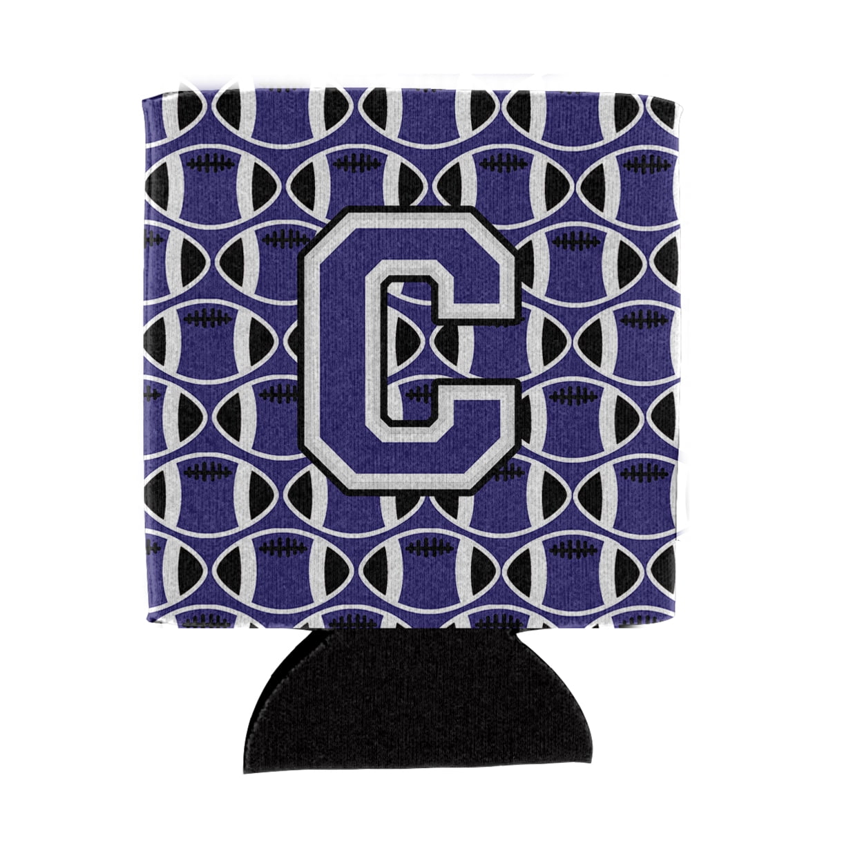 Letter C Football Purple and White Can or Bottle Hugger