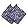 thumbnail image 1 of Carolines Treasures CJ1068-CPTHD Letter C Football Purple and White Pair of Pot Holders, 7.5HX7.5W, multicolor, 1 of 2