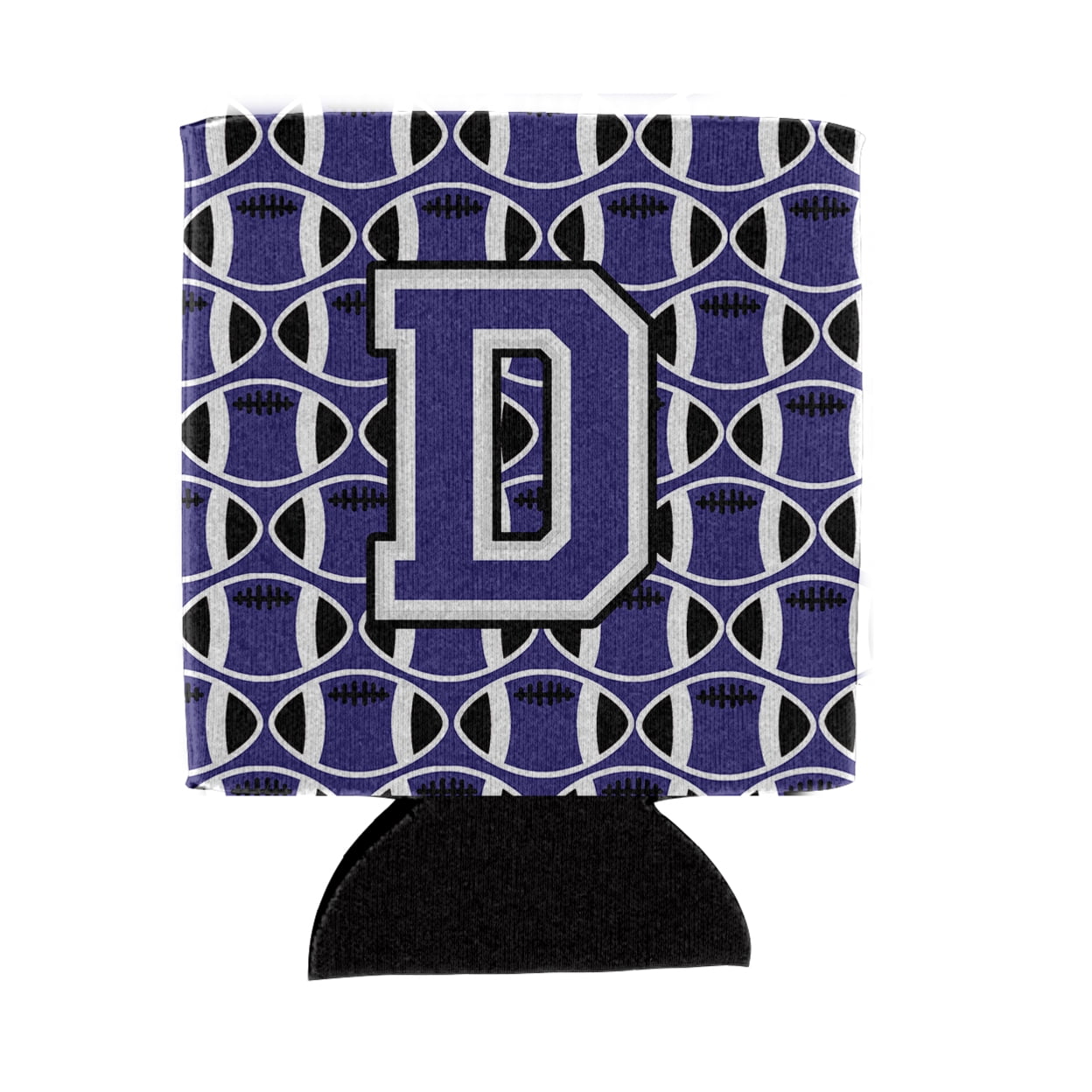 Letter D Football Purple and White Can or Bottle Hugger