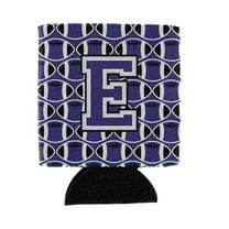 Carolines Treasures CJ1068-ECC Letter E Football Purple and White Can or Bottle Hugger  Can Hugger multicolor