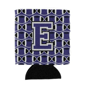 Carolines Treasures CJ1068-ECC Letter E Football Purple and White Can or Bottle Hugger  Can Hugger multicolor