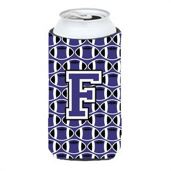 Carolines Treasures CJ1068-FTBC Letter F Football Purple and White Tall Boy Beverage Insulator Hugger Tall Boy