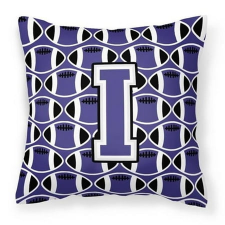 Letter I Football Purple and White Fabric Decorative Pillow