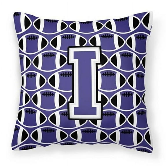 Carolines Treasures CJ1068-IPW1414 Letter I Football Purple & White Fabric Decorative Pillow