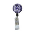 thumbnail image 1 of Carolines Treasures CJ1068-KBR Letter K Football Purple & White Retractable Badge Reel, 1 of 2