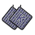 thumbnail image 1 of Carolines Treasures CJ1068-KPTHD Letter K Football Purple and White Pair of Pot Holders, 7.5HX7.5W, multicolor, 1 of 2