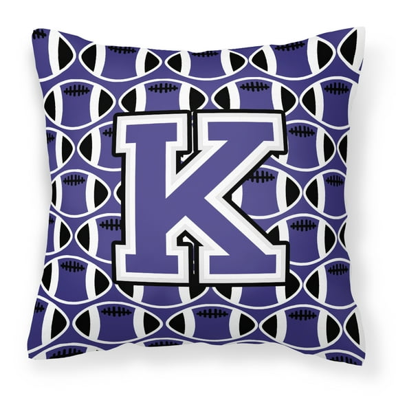 Carolines Treasures CJ1068-KPW1414 Letter K Football Purple & White Fabric Decorative Pillow