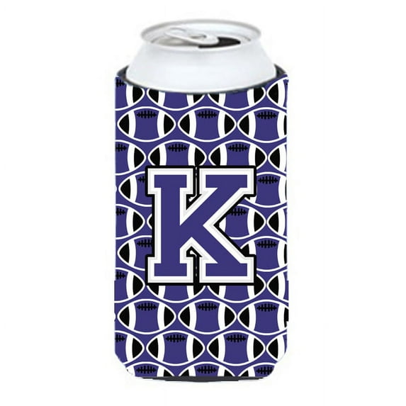 Carolines Treasures CJ1068-KTBC Letter K Football Purple and White Tall Boy Beverage Insulator Hugger Tall Boy