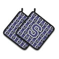 thumbnail image 1 of Carolines Treasures CJ1068-SPTHD Letter S Football Purple and White Pair of Pot Holders, 7.5HX7.5W, multicolor, 1 of 2