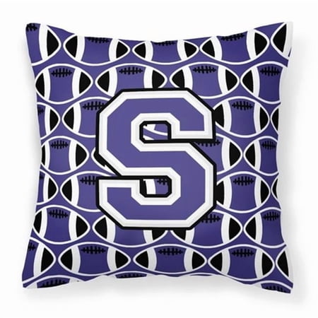 Letter S Football Purple and White Fabric Decorative Pillow