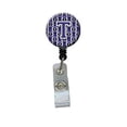 thumbnail image 1 of Carolines Treasures CJ1068-TBR Letter T Football Purple & White Retractable Badge Reel, 1 of 2