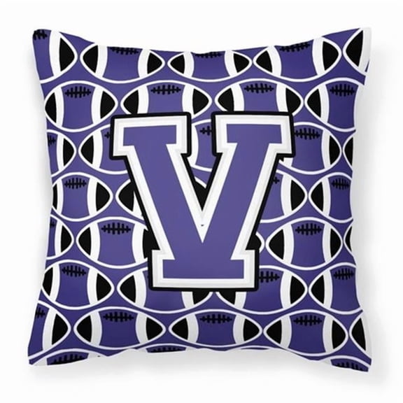 Carolines Treasures CJ1068-VPW1414 Letter V Football Purple & White Fabric Decorative Pillow