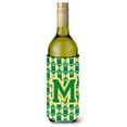 thumbnail image 1 of Carolines Treasures CJ1069-MLITERK Letter M Football Green and Gold Wine Bottle Beverage Insulator Hugger  Wine Bottle, 1 of 1