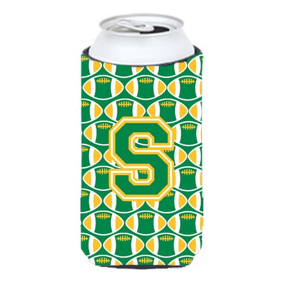 Carolines Treasures CJ1069-STBC Letter S Football Green and Gold Tall Boy Beverage Insulator Hugger Tall Boy multicolor