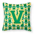 thumbnail image 1 of Carolines Treasures CJ1069-VPW1414 Letter V Football Green & Gold Fabric Decorative Pillow, 1 of 2