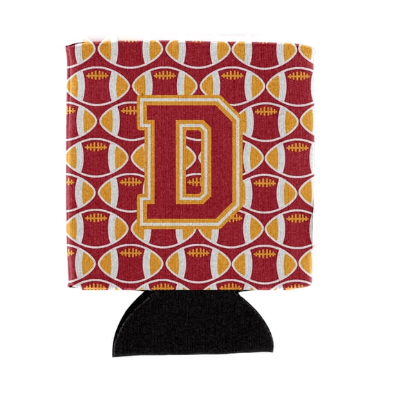 Carolines Treasures CJ1070-DCC Letter D Football Cardinal and Gold Can or Bottle Hugger Can Hugger multicolor