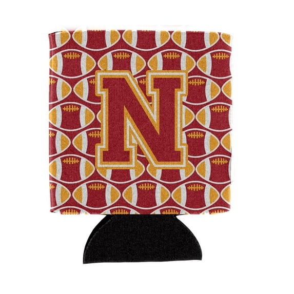 Carolines Treasures CJ1070-NCC Letter N Football Cardinal and Gold Can or Bottle Hugger Can Hugger multicolor