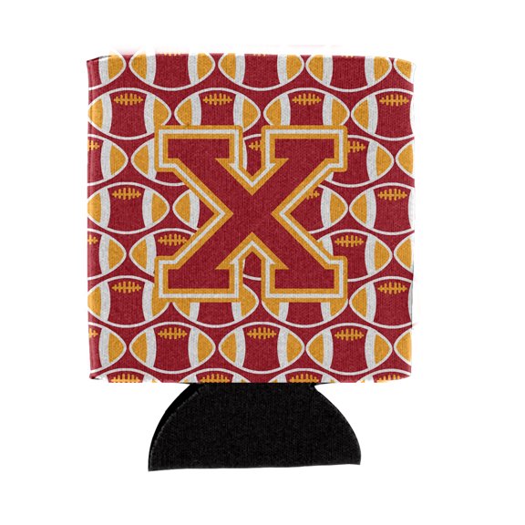 Carolines Treasures CJ1070-XCC Letter X Football Cardinal and Gold Can or Bottle Hugger Can Hugger multicolor