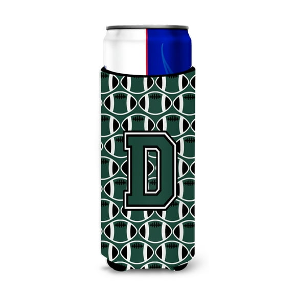 Carolines Treasures CJ1071-DMUK Letter D Football Green and White Ultra Beverage Insulators for slim cans Slim Can