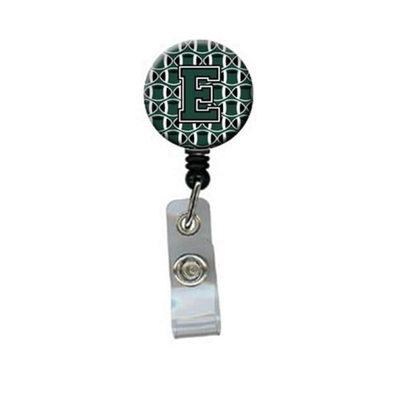 Carolines Treasures CJ1071-EBR Letter E Football Green & White Retractable Badge Reel