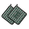 thumbnail image 1 of Carolines Treasures CJ1071-EPTHD Letter E Football Green and White Pair of Pot Holders, 7.5HX7.5W, multicolor, 1 of 2